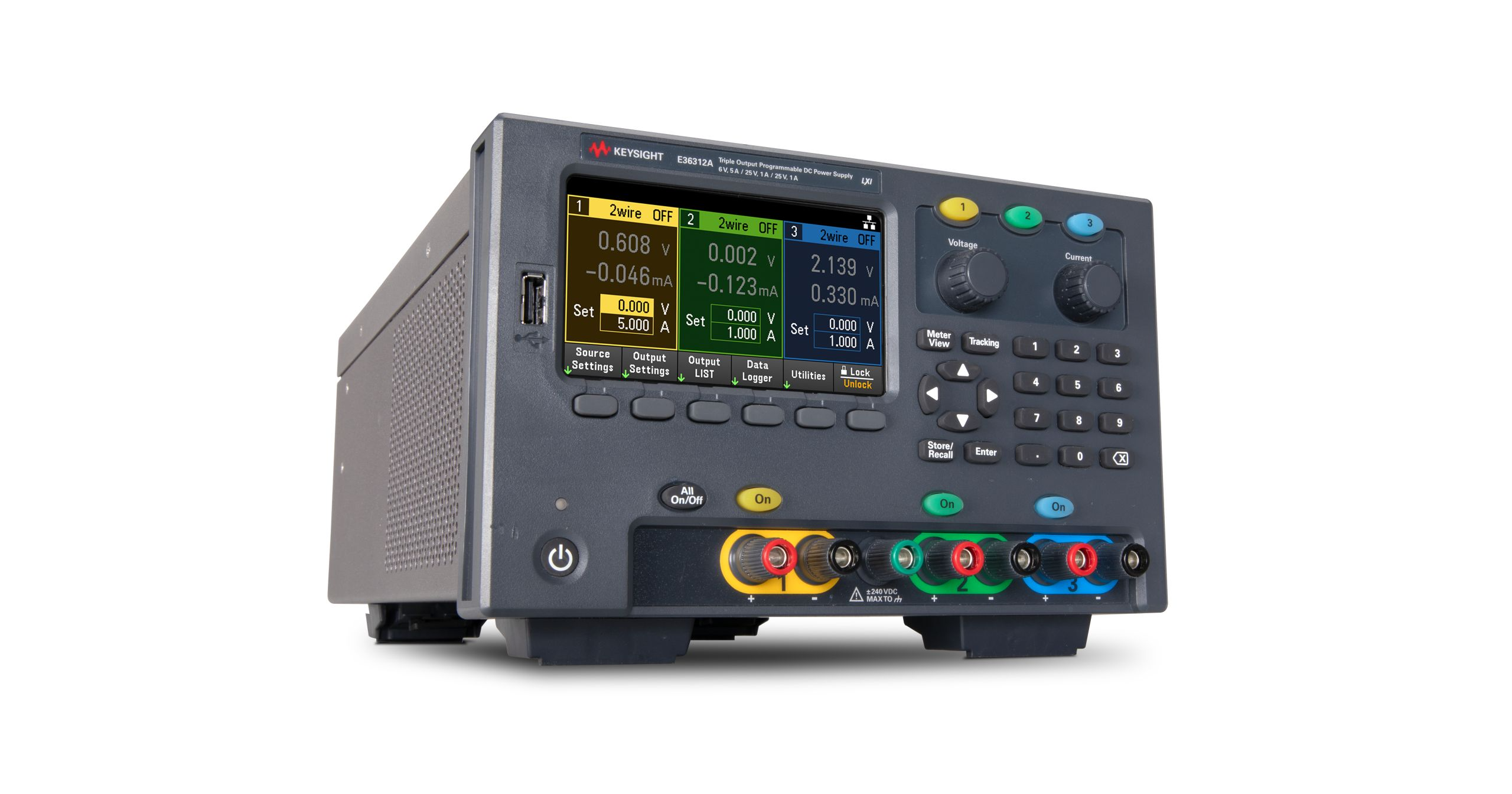 [중고/렌탈] Keysight E36312A 80W 트리플 출력 벤치 전원 공급기 | 6V 5A & 25V 1A | 저노이즈 | USB·LAN 원격 제어 | 데이터 로깅·출력 시퀀싱 지원