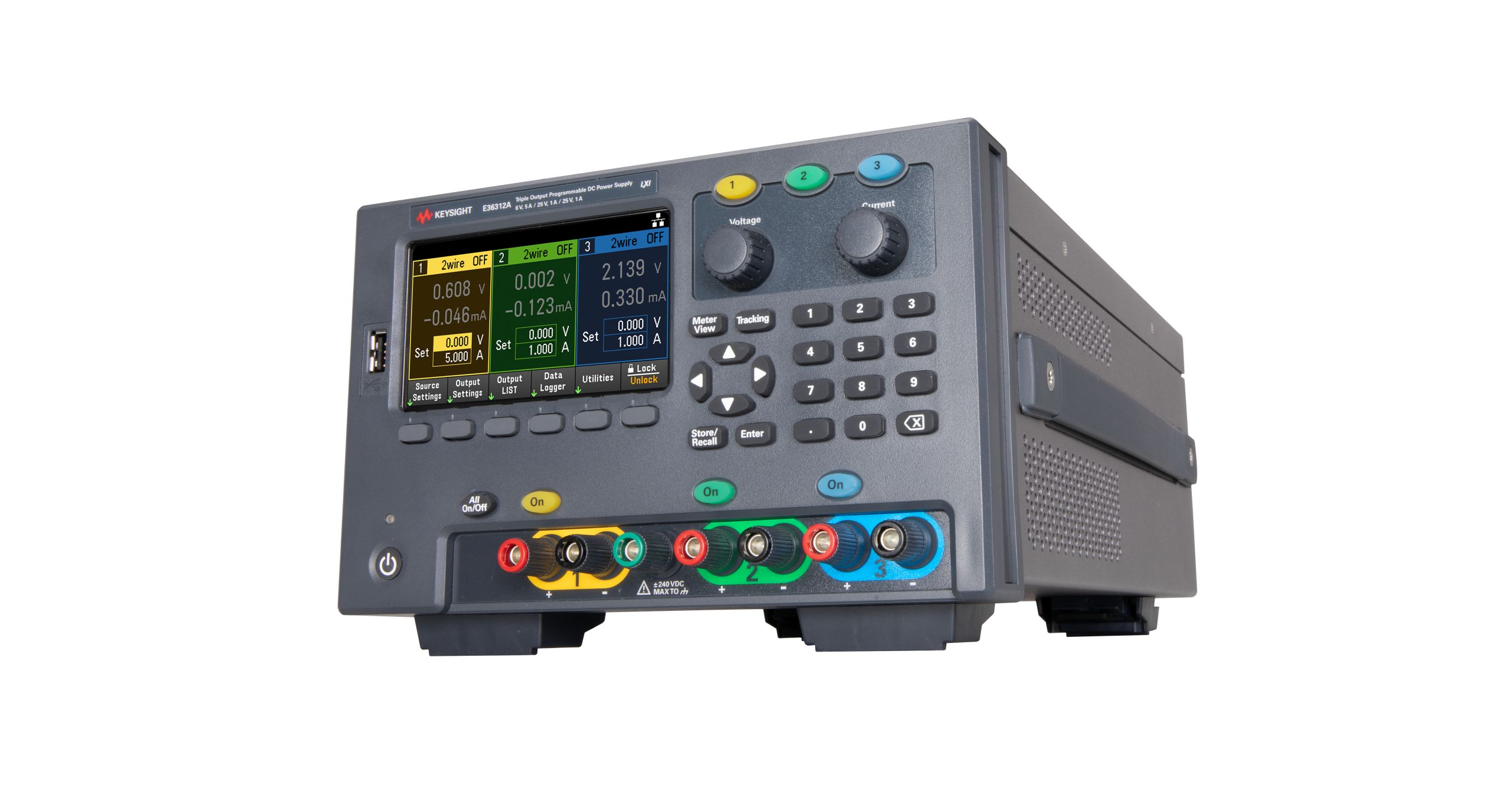 [중고/렌탈] Keysight E36312A 80W 트리플 출력 벤치 전원 공급기 | 6V 5A & 25V 1A | 저노이즈 | USB·LAN 원격 제어 | 데이터 로깅·출력 시퀀싱 지원