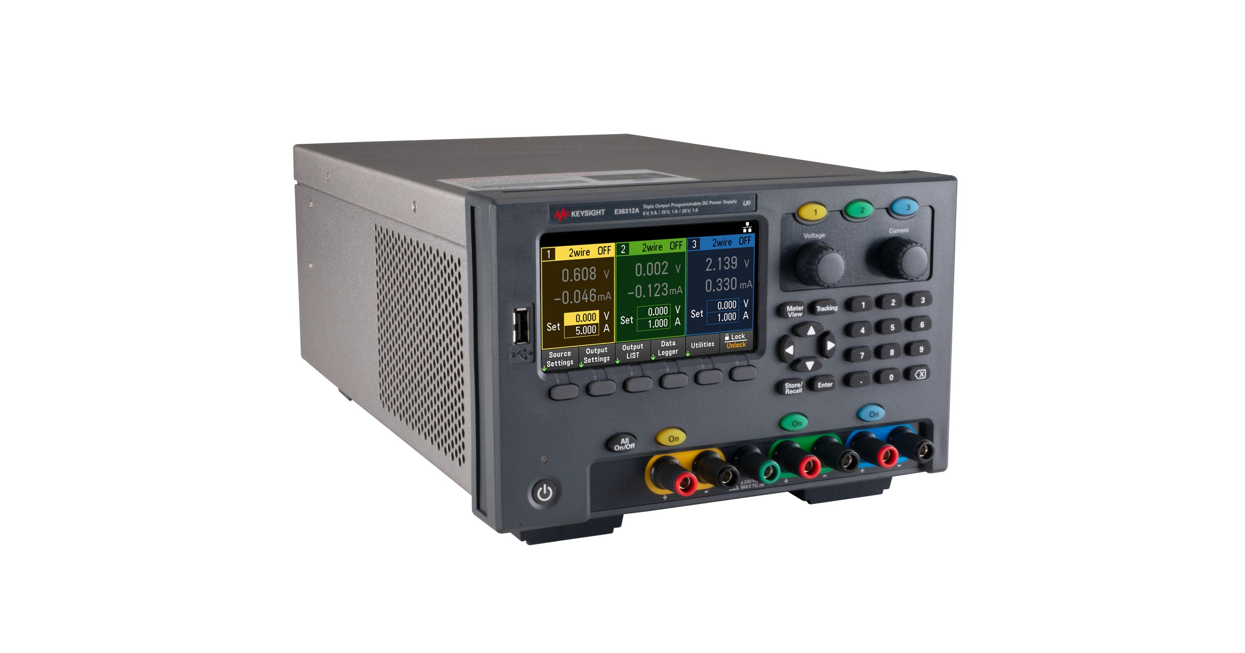[중고/렌탈] Keysight E36312A 80W 트리플 출력 벤치 전원 공급기 | 6V 5A & 25V 1A | 저노이즈 | USB·LAN 원격 제어 | 데이터 로깅·출력 시퀀싱 지원